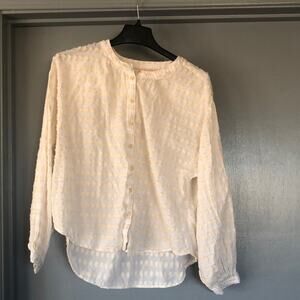 Cream Pilcro by Anthropologie Womens Button Front Sz M Long Sleeve Chenille Trim